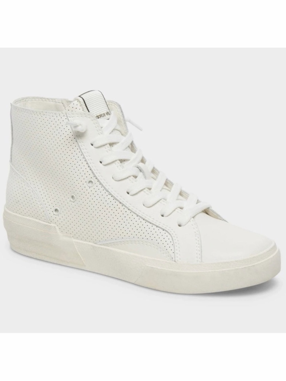Dolce Vita Zohara White Perforated Leather‎ High Top Sneakers